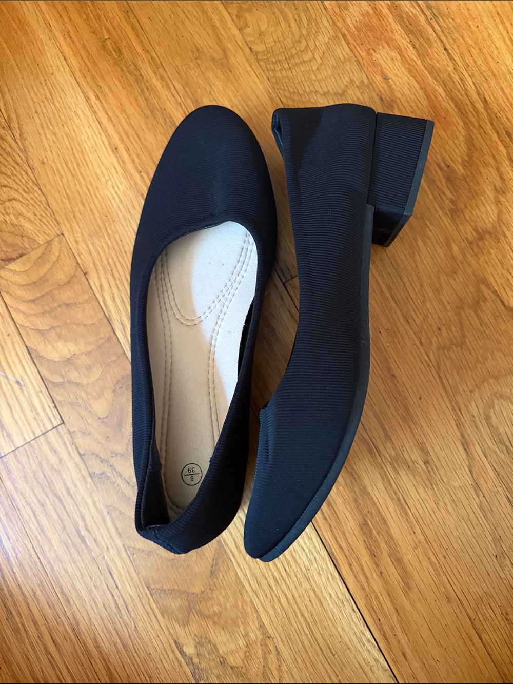 Classic Black Low Block Heel Women's Pumps